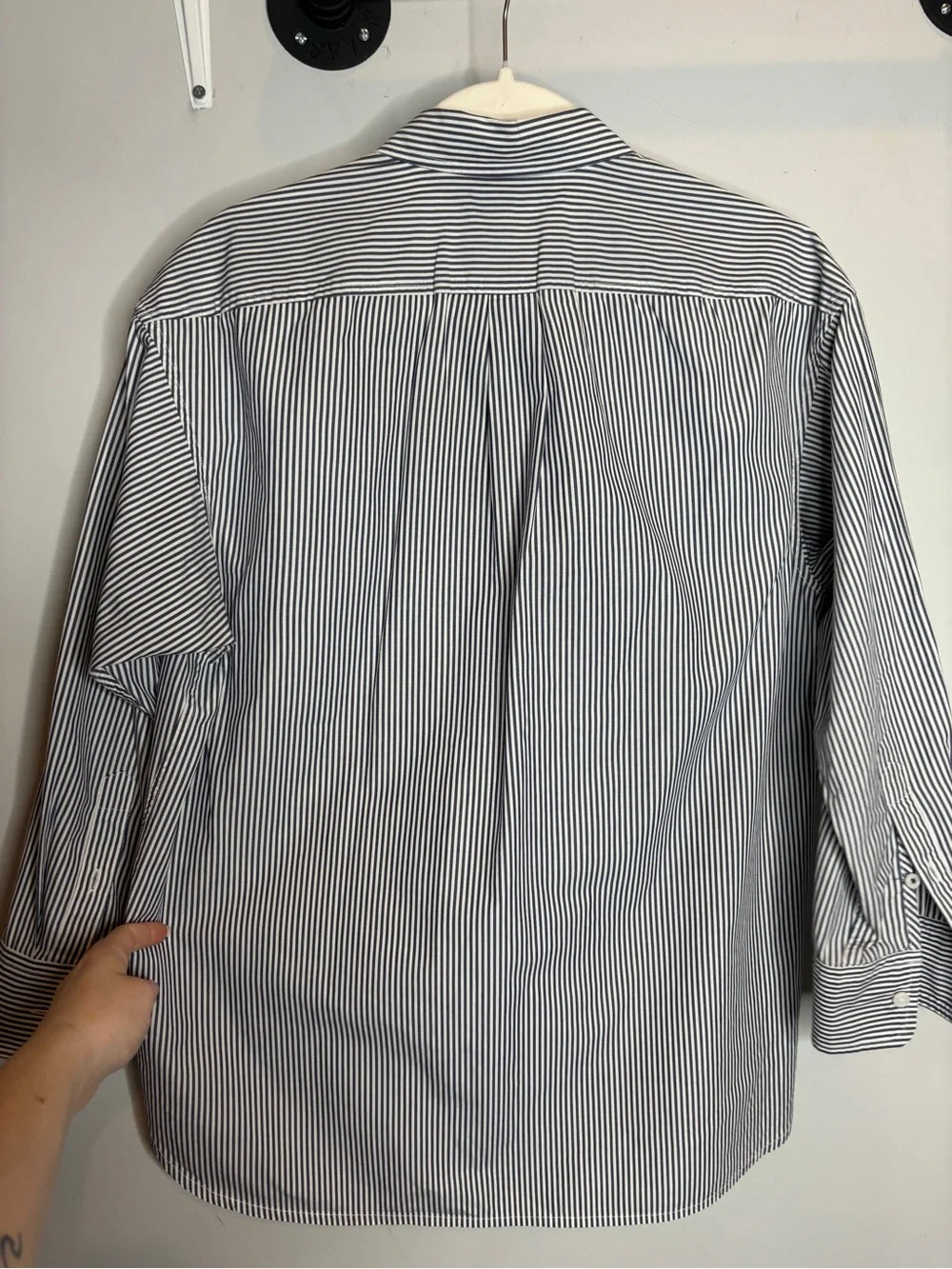 J.Crew Relaxed-Fit Crisp Cotton Poplin Shirt M Navy Stripe
